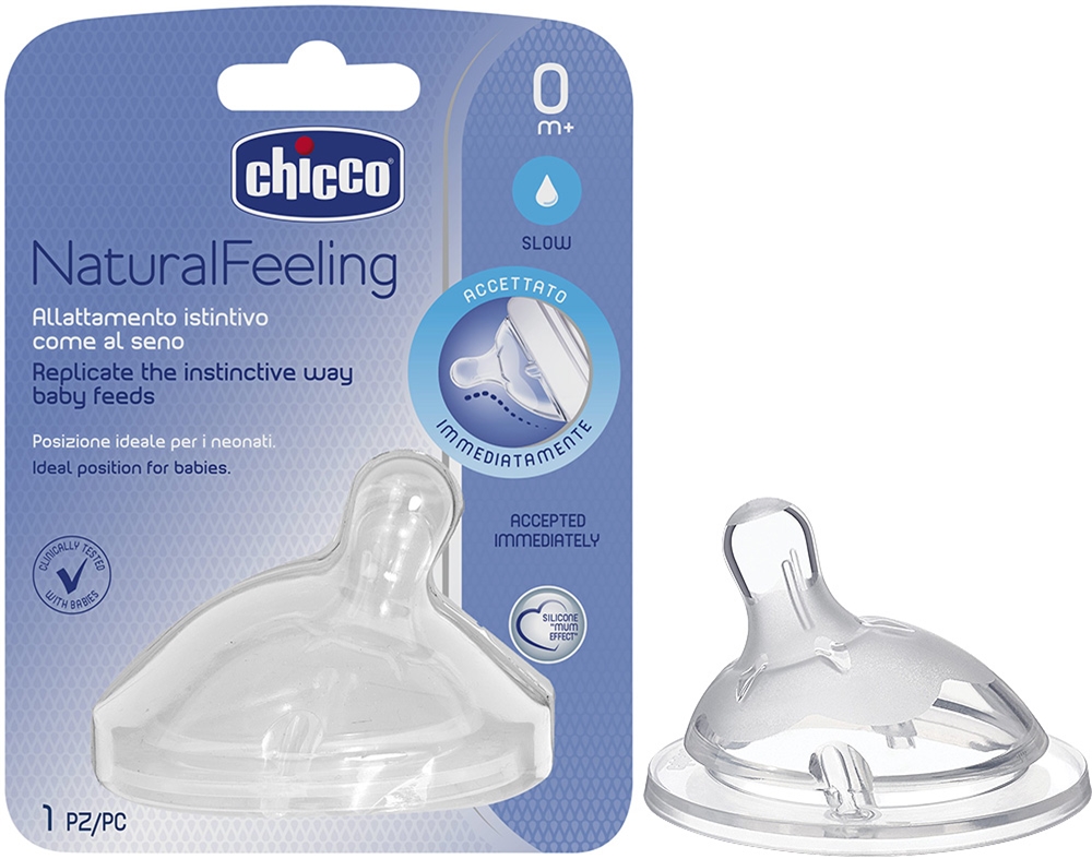 TETINA CHICCO NATURAL FEELING SILICONE FLUXO NORMAL 0M  1UN