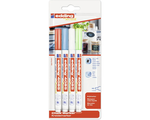 edding 4085 Chalk Markers, 4 stuks, diverse kleuren
