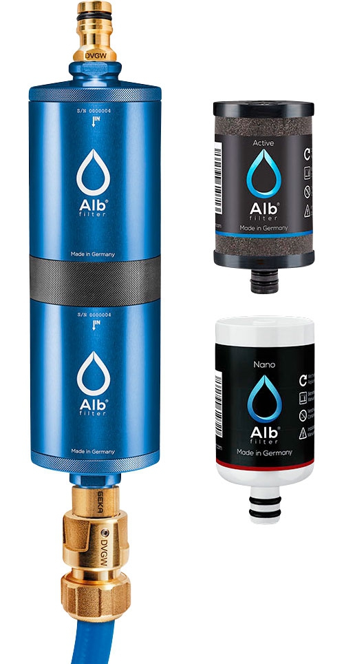 Alb Filter FUSION Active Nano Trinkwasserfilter - Camping-Set: Mobil mit Koffer - Blau