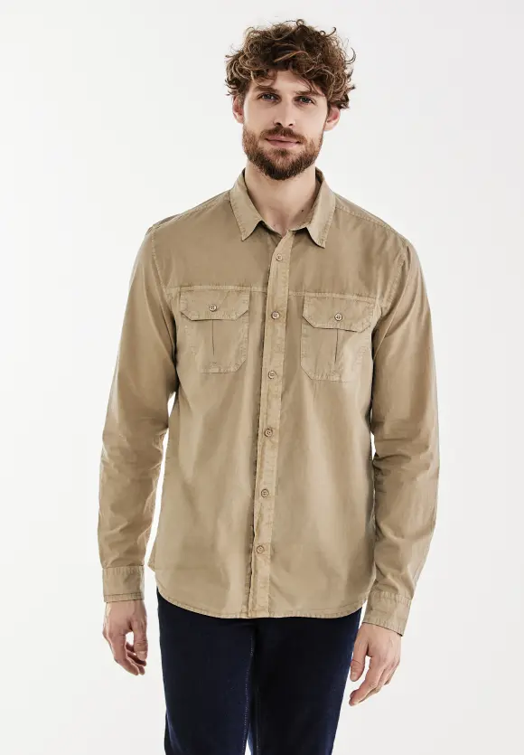 Hemd in washed Optik - dune sand