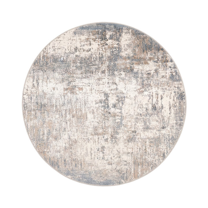 Rond wasbaar vloerkleed - Misha Grunge Creme/Grijs