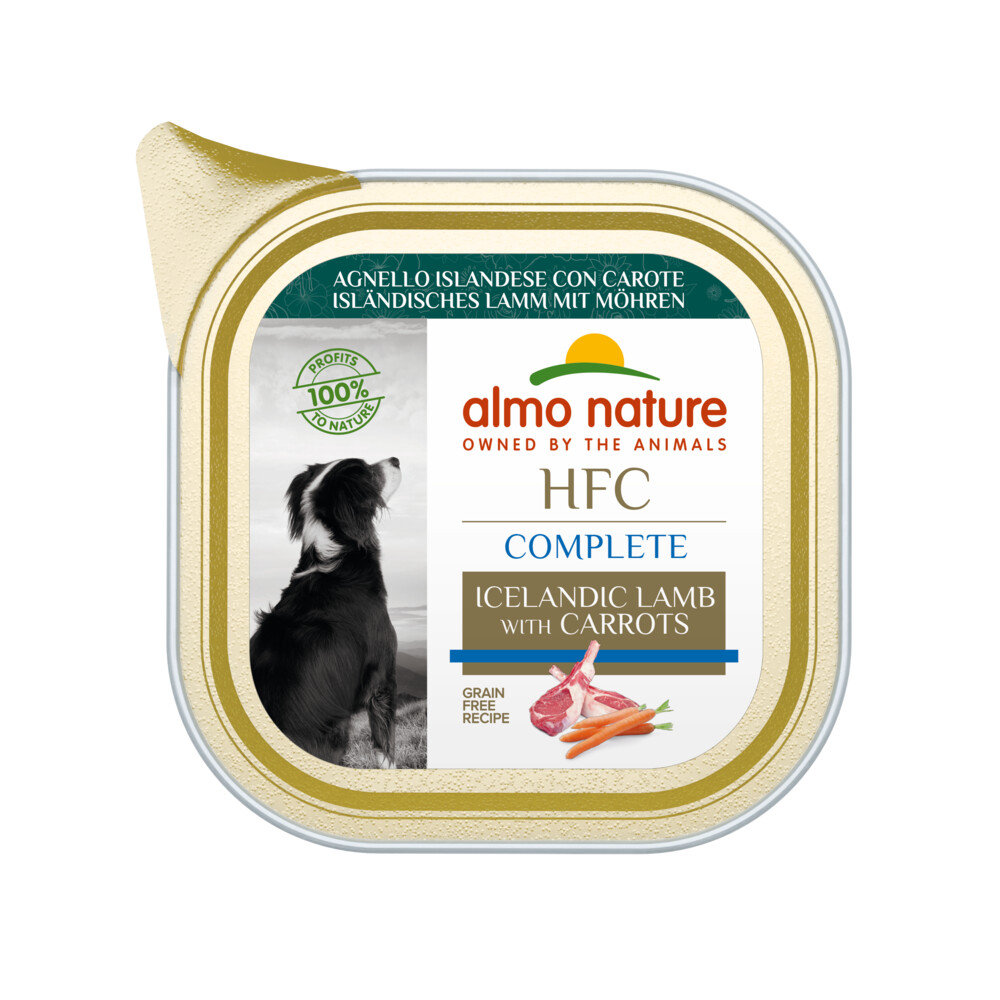 17x Almo Nature HFC Alu Hondenvoer Nat Blikje Lam & Wortel85 gr