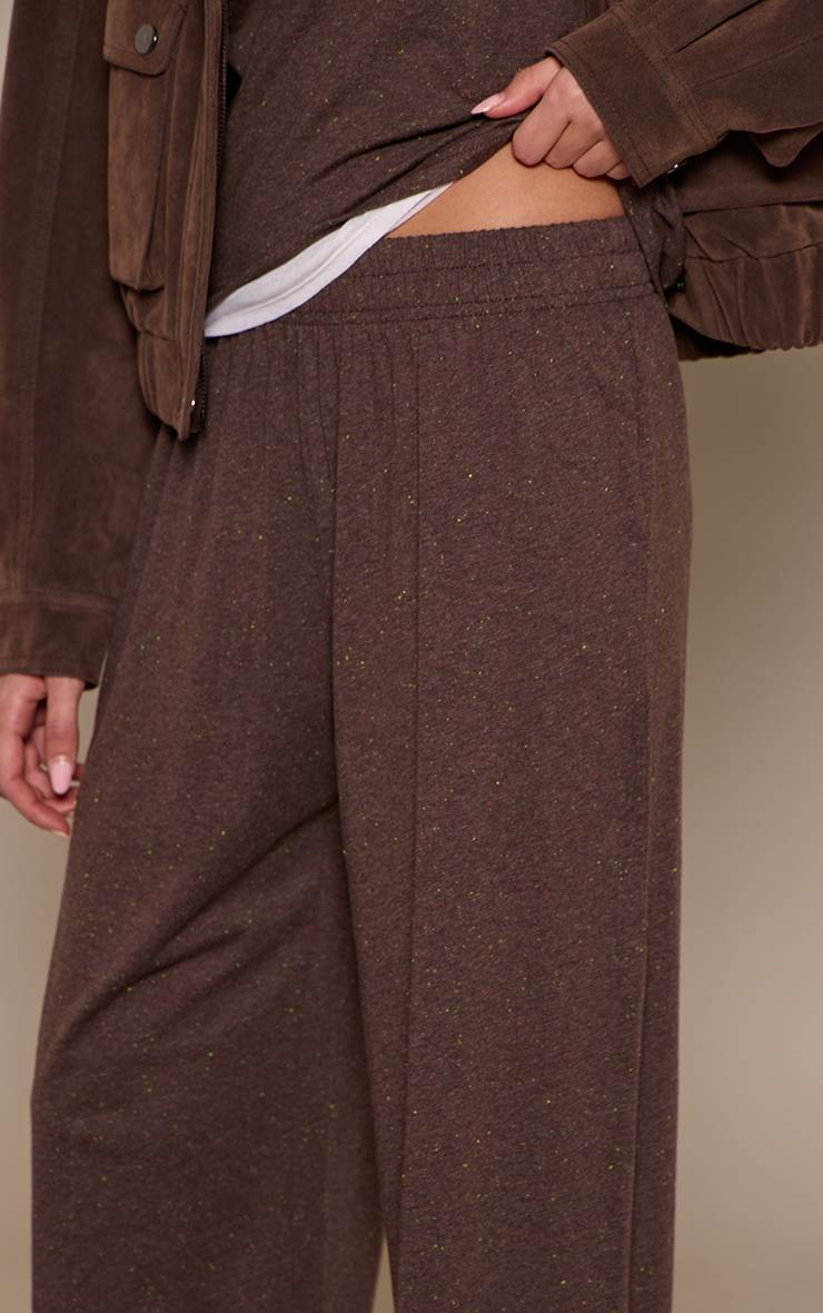 Marron Foncé Ensemble Coordonné Pantalon Élastiqué Moucheté