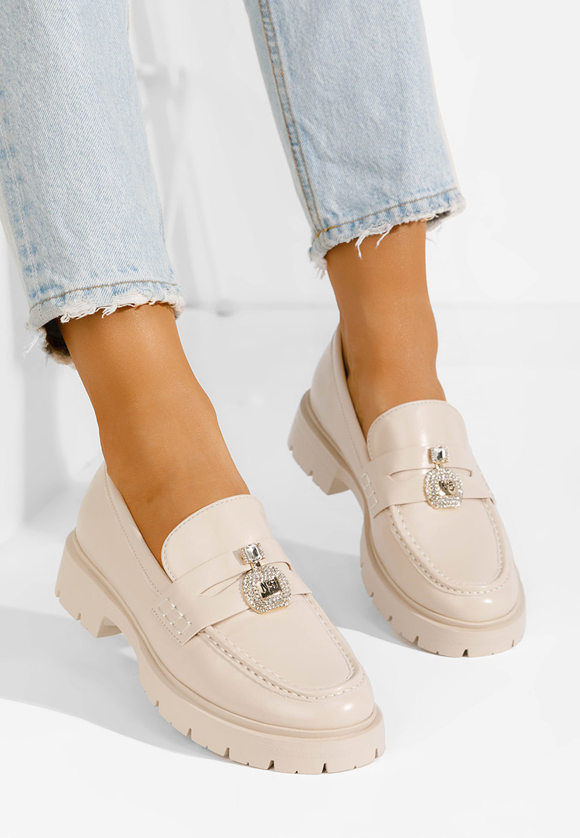 Mocassins à semelle épaisse beige Asuna V2