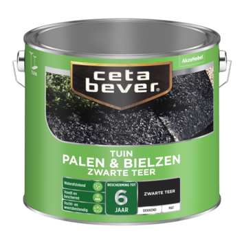 Cetabever palen & bielzen zwarte teer dekkend zijdeglans 2,5 L