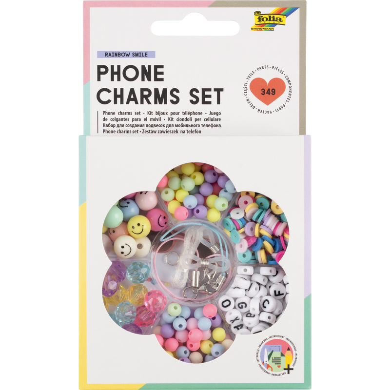 Folia Perlenset Phone Charms, Rainbow Smile, 349 Teile, bunt