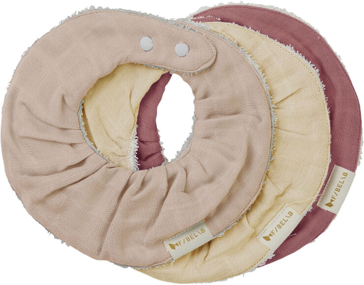 Fabelab Ruffle bib - Dusty Rose Mix - 3 pack Multi colours