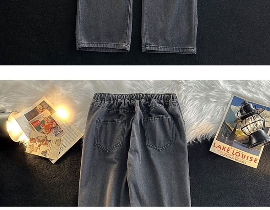 Sinlarity - Jeans met trekkoord in de taille en rechte pijpen