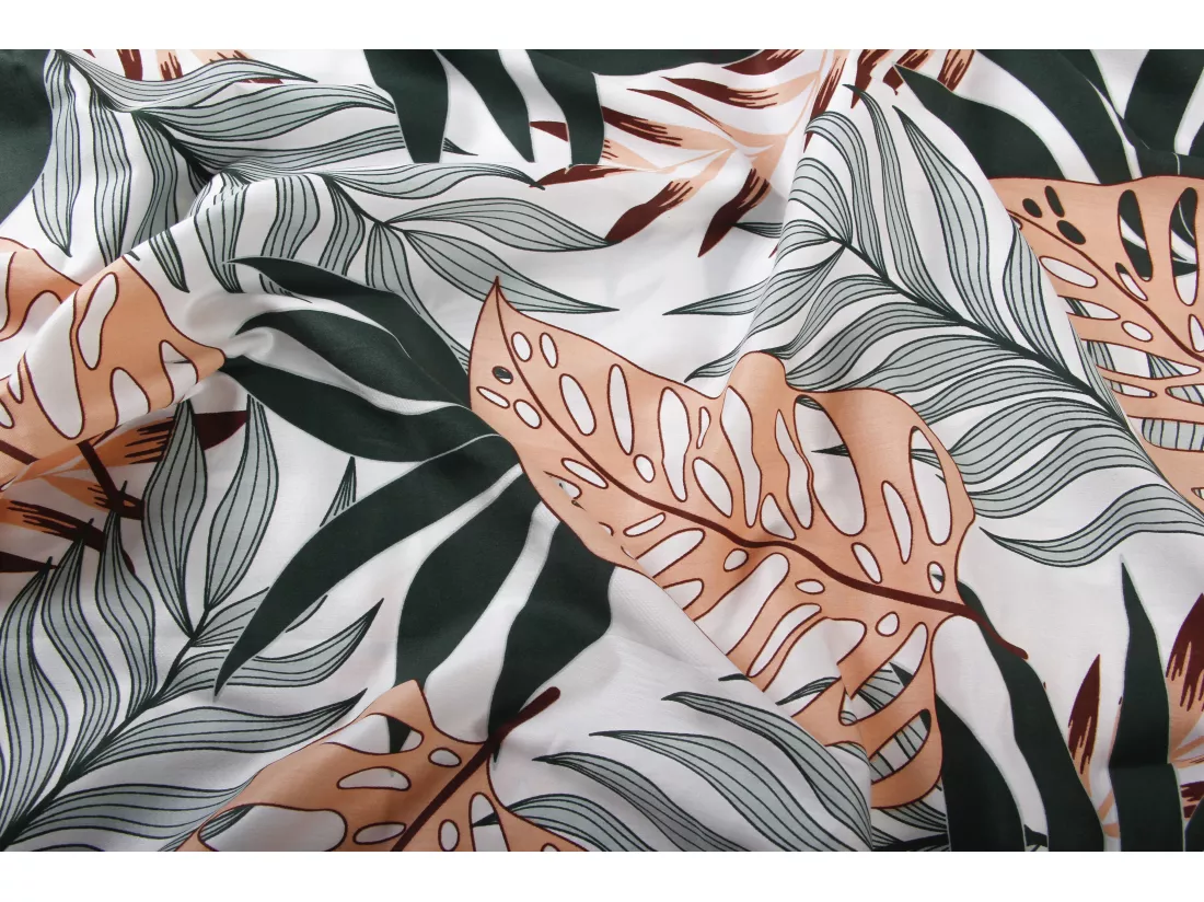 Lot de 2 taies d'oreiller 63x63 cm satin de coton imprimé Tropical