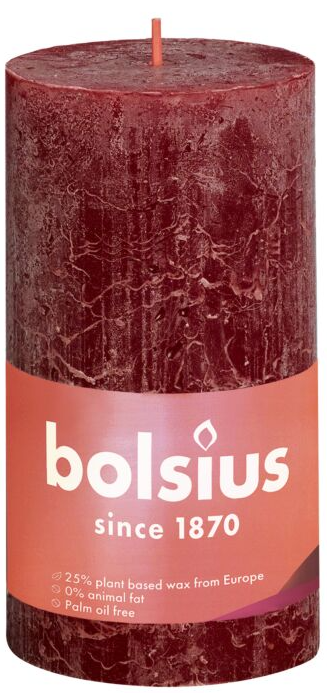 Bolsius Stompkaars Rustiek Shine 130/68 Velvet Red 1st