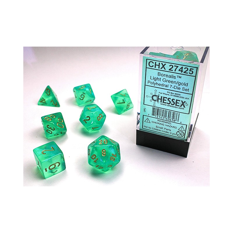 7 dés * borealis * VERT CLAIR