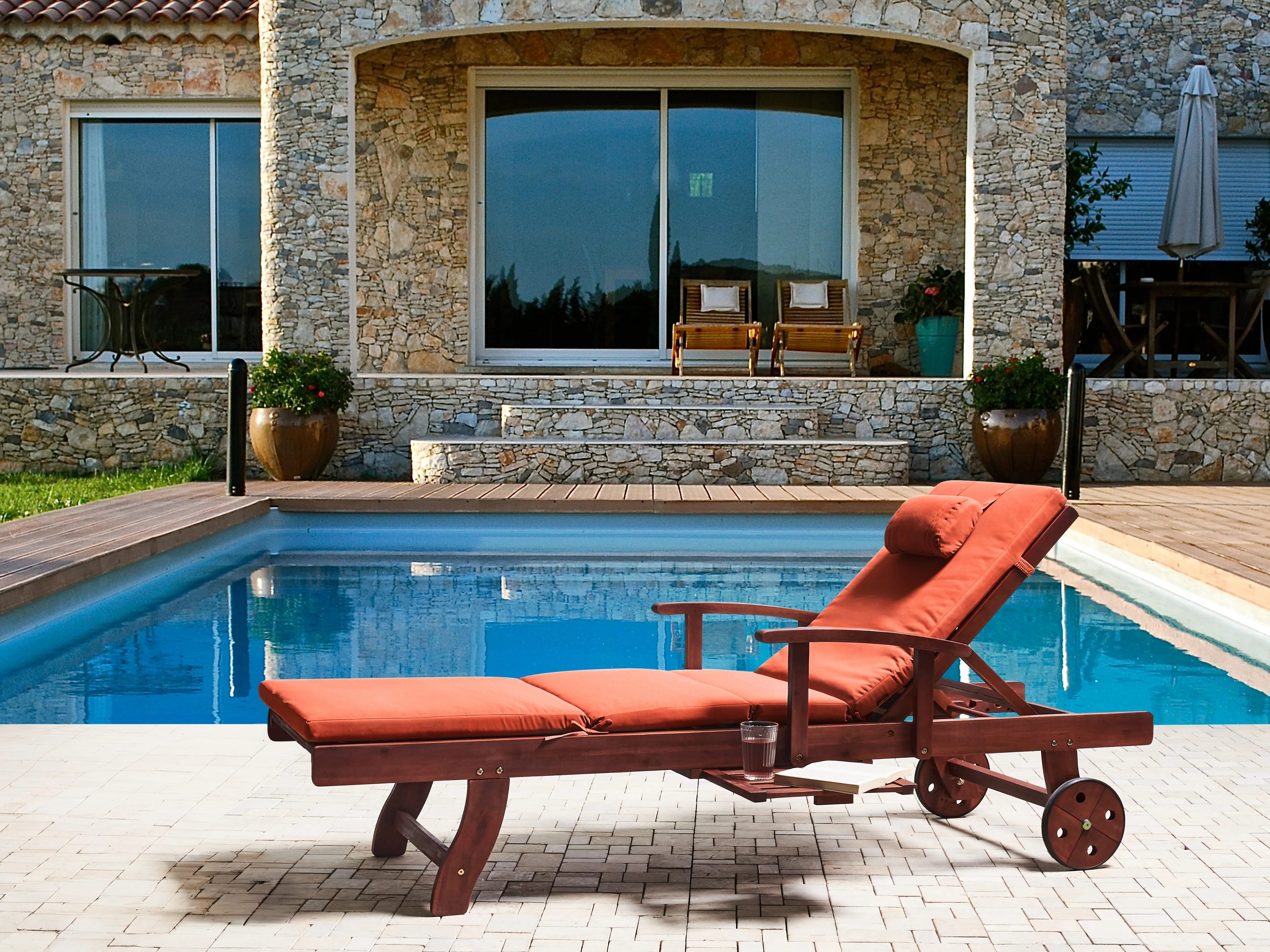 Kussen voor ligstoel TOSCANA/JAVA/AMANTEA PREMIUM 189 x 58 cm Rood