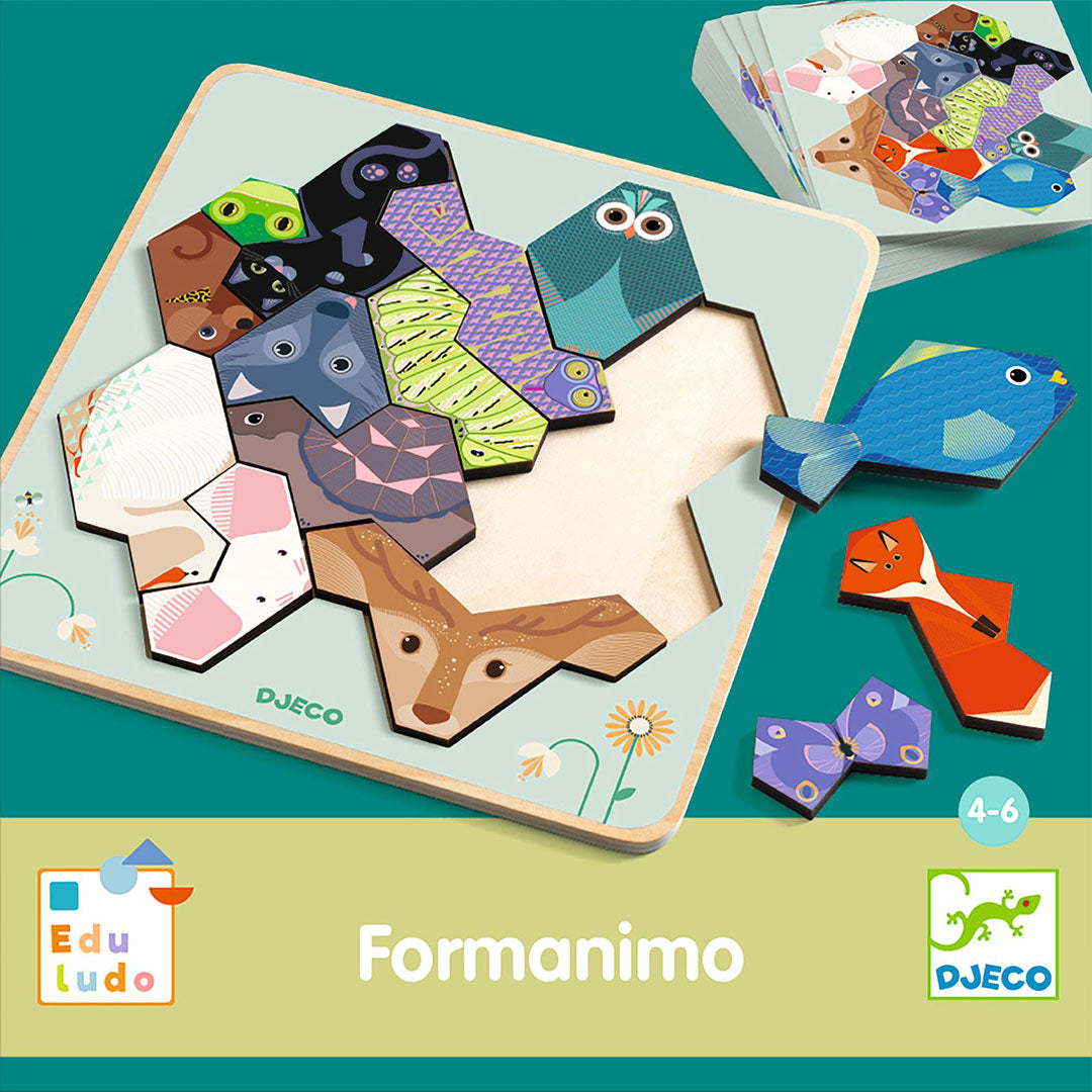 djeco houten puzzel formanimo - 14st