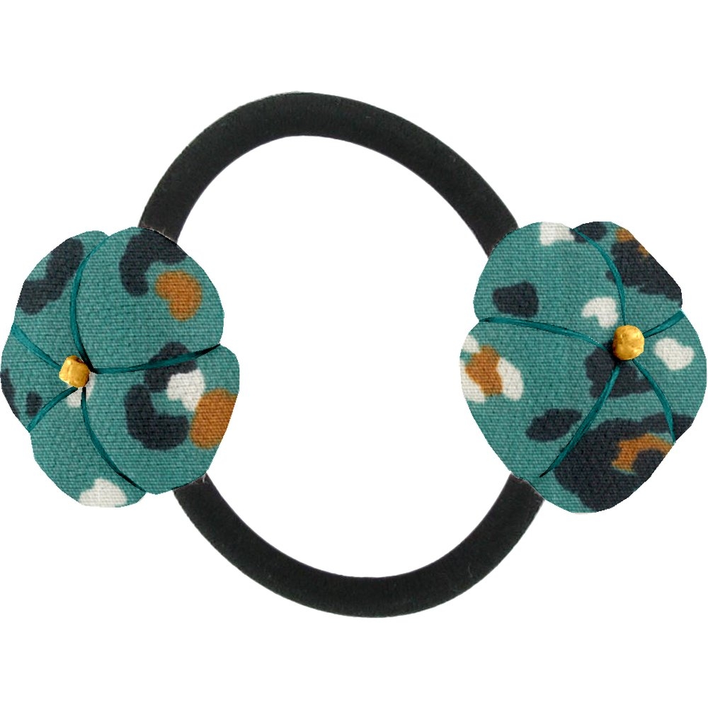 Elastique Fleur Du Japon Panthère Jade