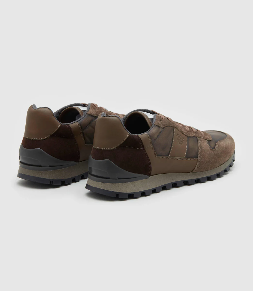 Sneakers bi-matière taupe 