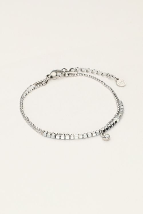 Minimalistische dubbele armband met kraaltjes & strass