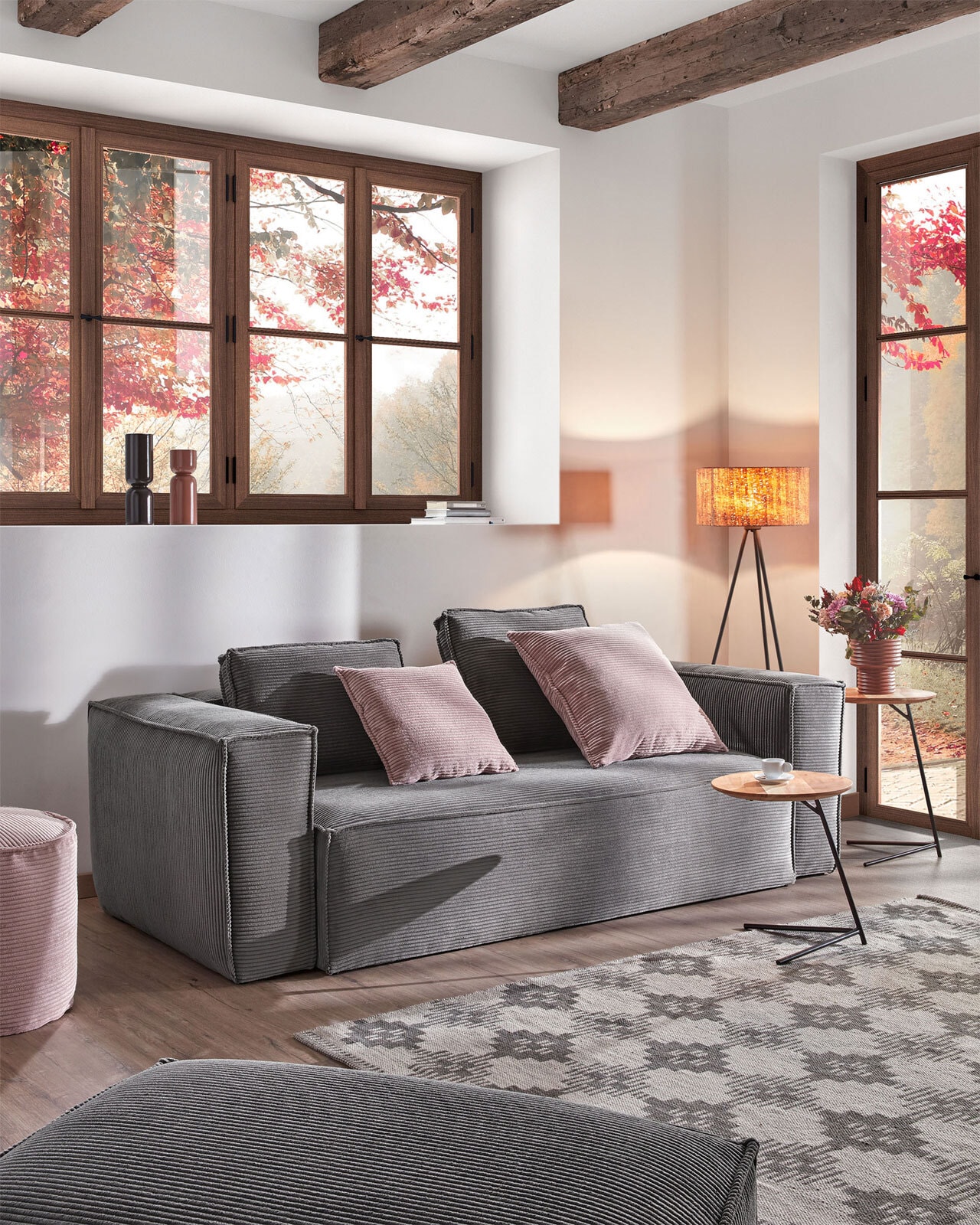 Kave Home Sofa 2-Sitzer BLOK Cord grau