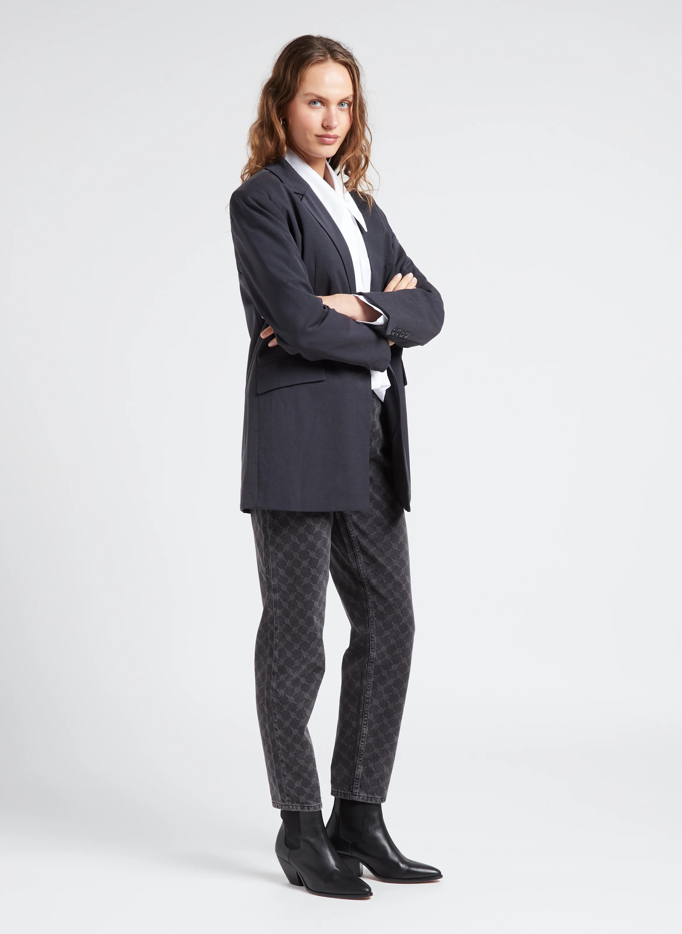 IDA - Veste droite col tailleur| Gris