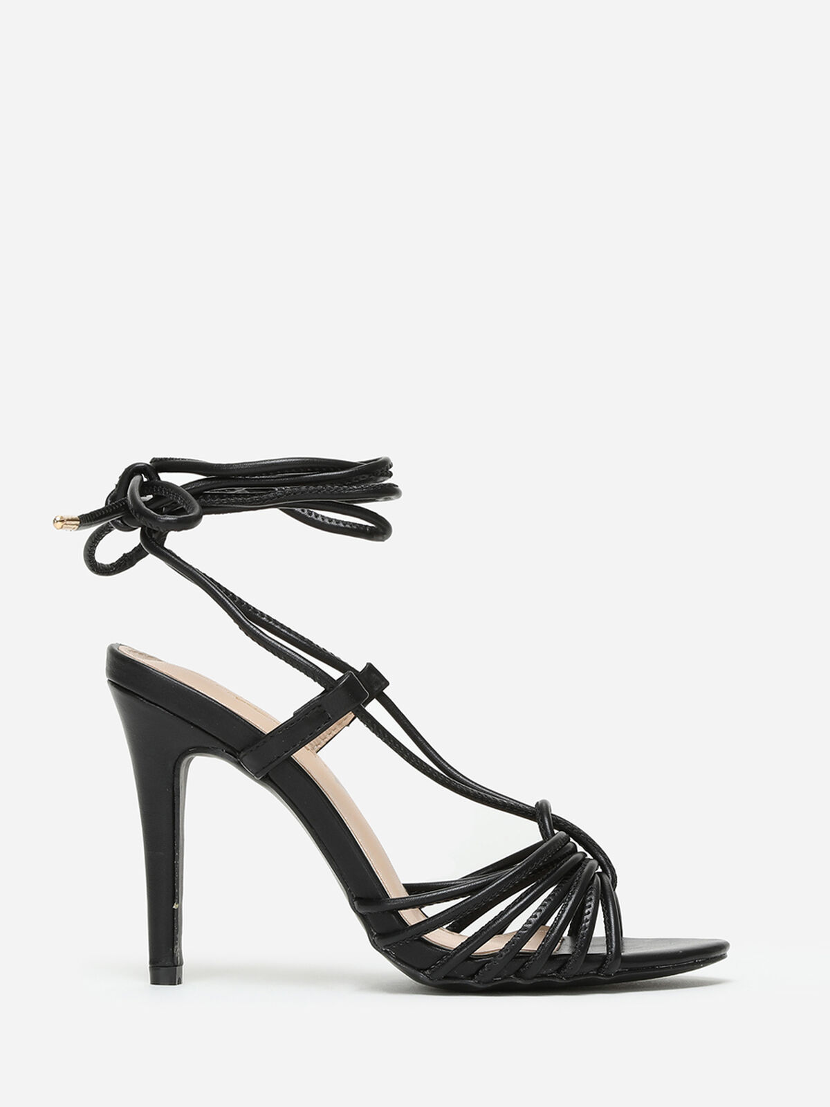 Sandales à brides et lanières croisées- Noir