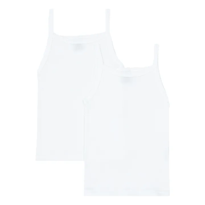 Petit Bateau Lot 2 Débardeurs Bretelles Coton Bio | Blanc