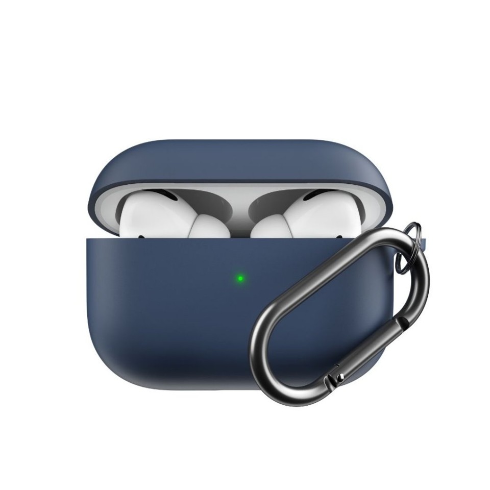 Keybudz - PodSkinz HyBridShell Series Keychain Case - Premium hard shell triple layer case for your Airpods Pro (Color: Midnight BlueBlue)