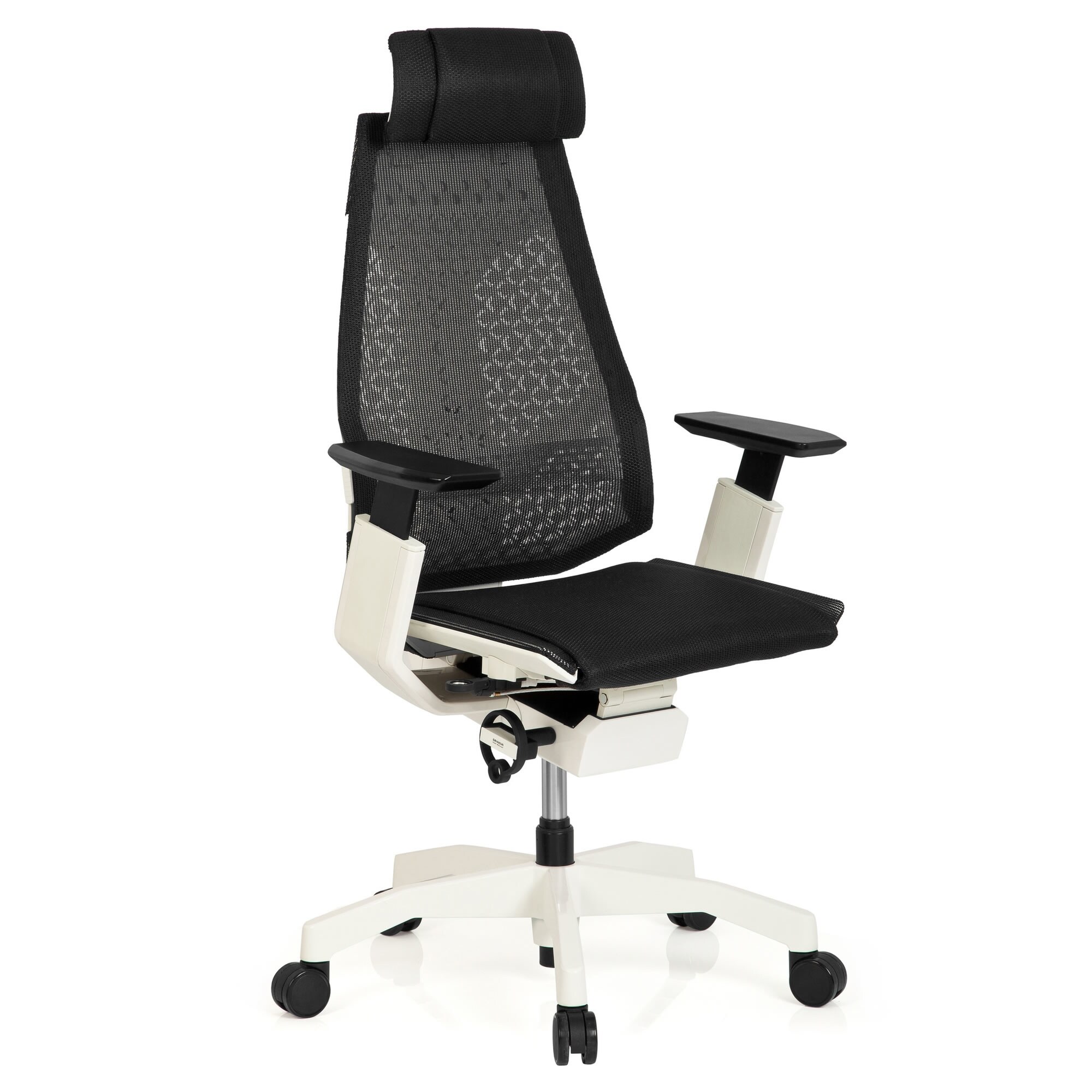 High End Bürostuhl GENIDIA PRO WHITE Netzstoff mit Armlehnen hjh OFFICE