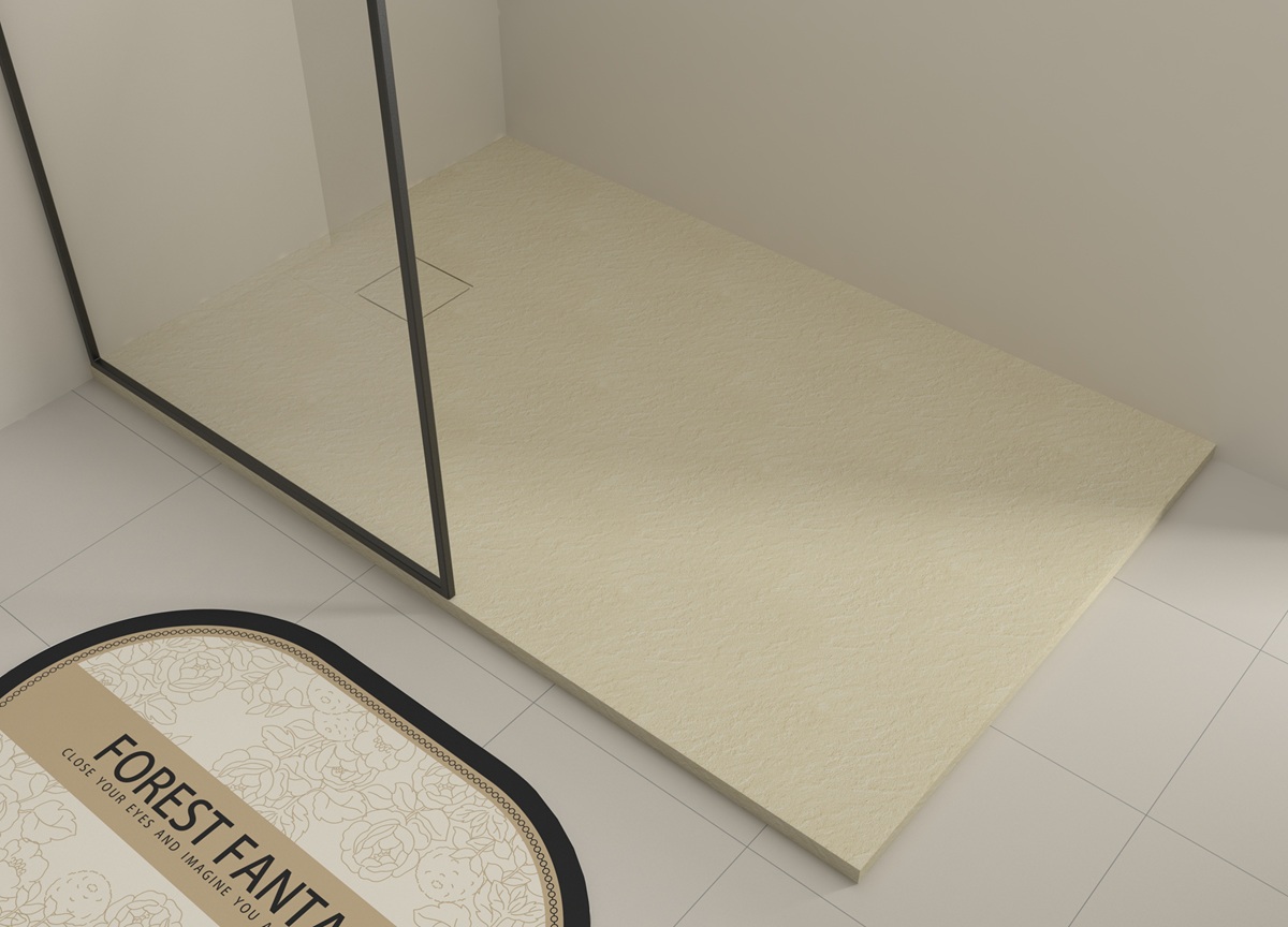 Saniclear Naxos SMC douchebak stone-look 120x90cm beige mat