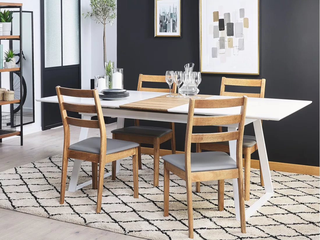 Table de salle à manger extensible KALUNA Blanc 160/200 cm 90 cm
