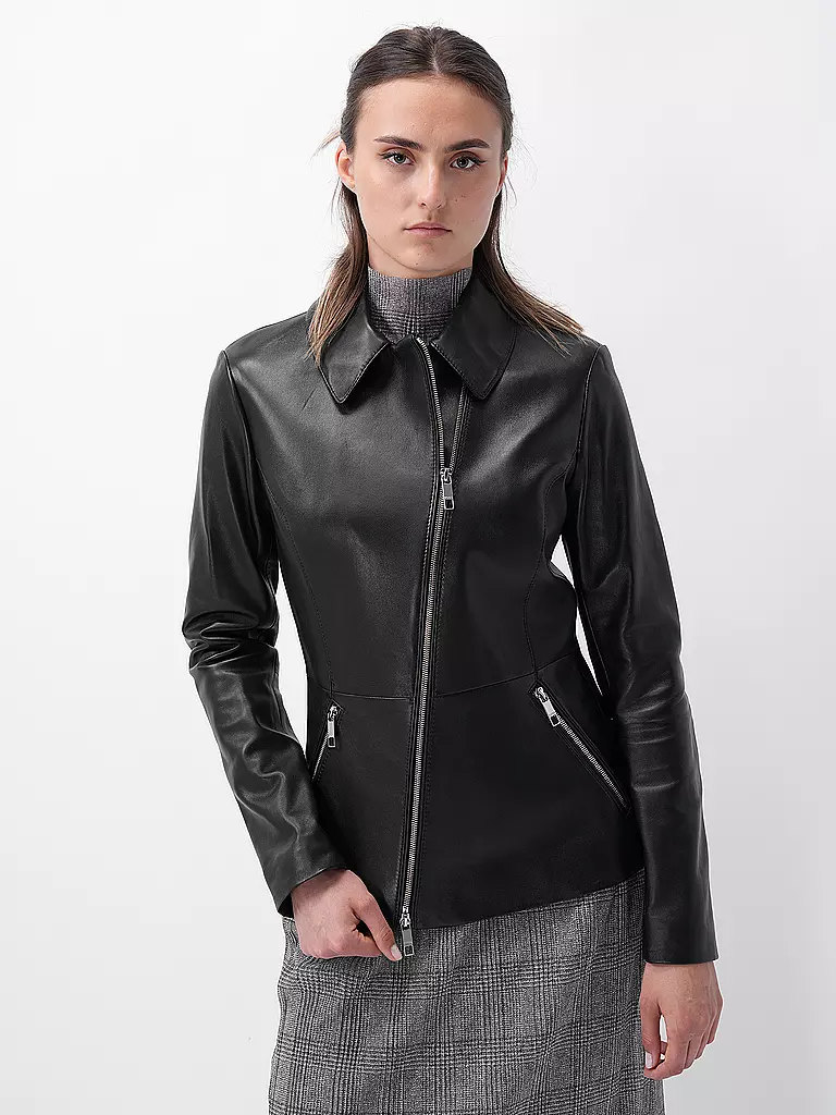 BOSS Lederjacke SASILIA schwarz