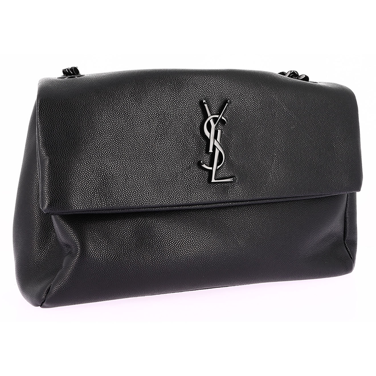 Saint Laurent Sac bandoulière West Hollywood en Cuir grain de poudre noir - Très bon état - L.27 cm
