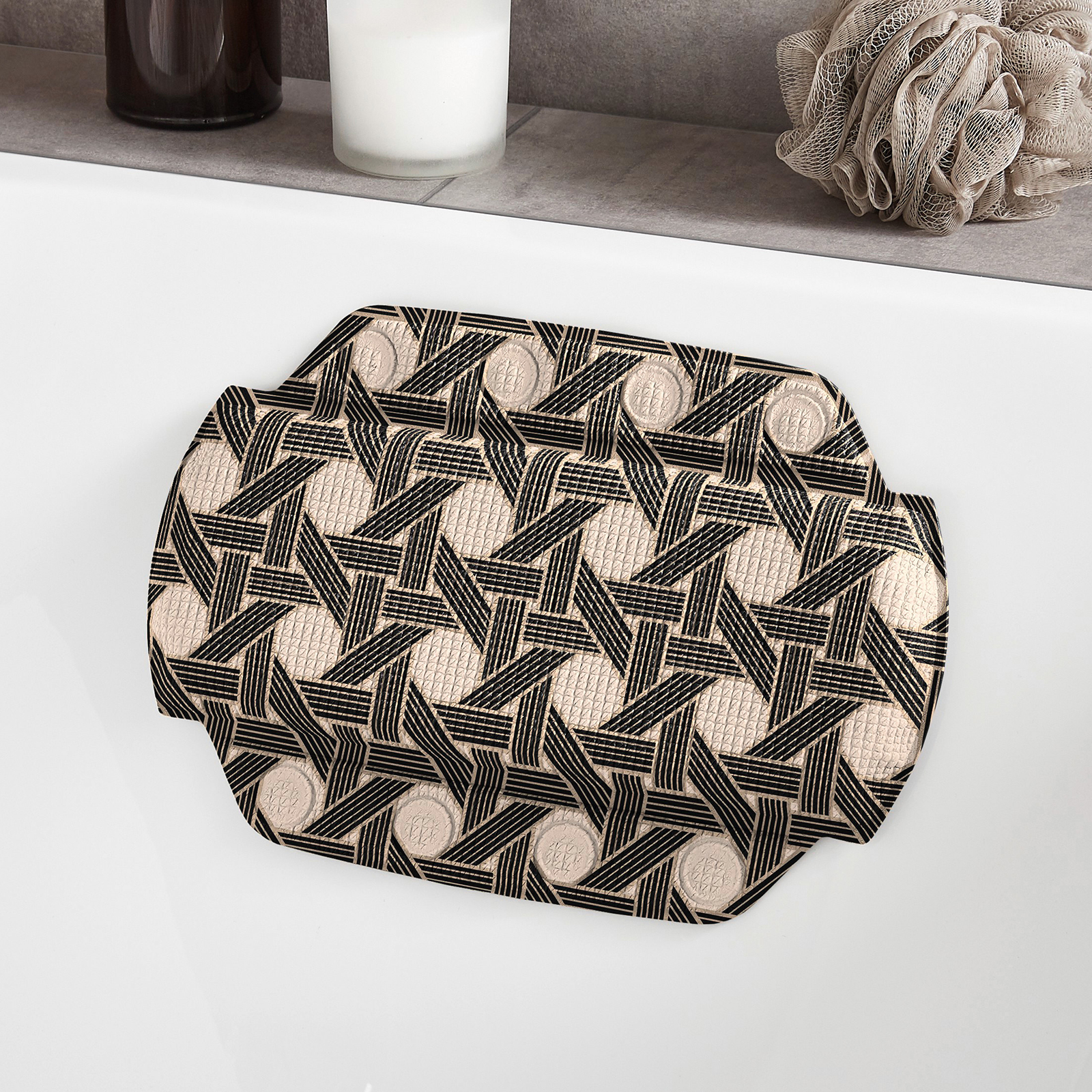 Kleine Wolke Nackenpolster - taupe-schwarz - 32x22 cm