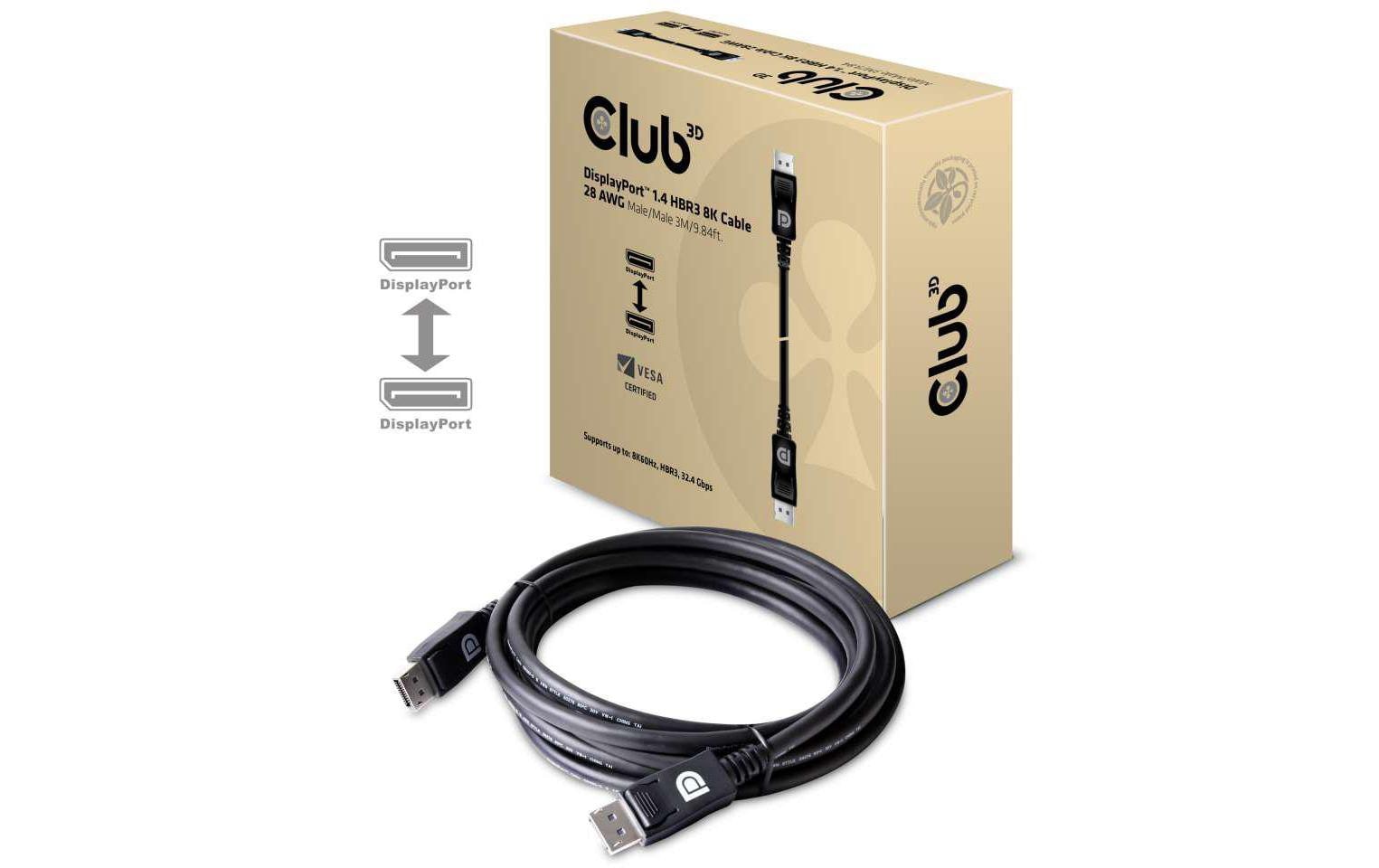 Kabel DisplayPort 1.4 - DisplayPort 1.4 HBR3 8K, 3 mDisplayPort 1.4 HBR3 8K Kabel, Stecker/Stecker