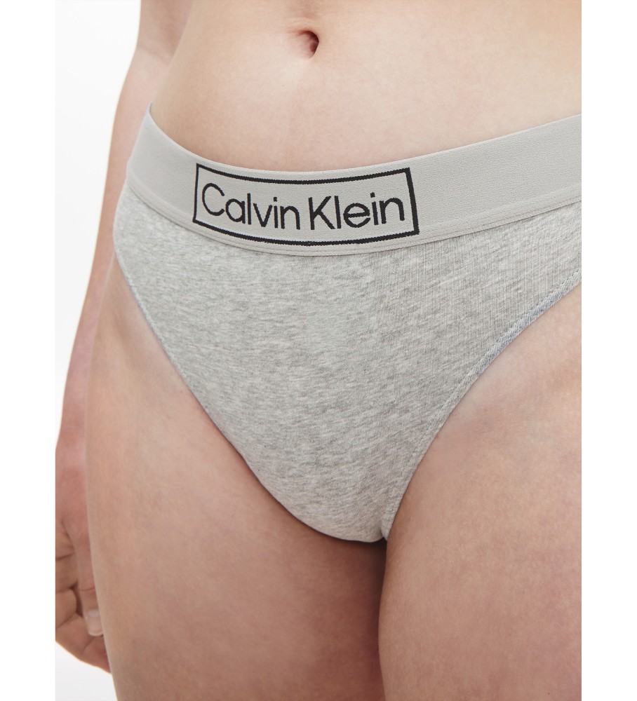 Calcinha fio dental Calvin Klein Reimagined Heritage cinza