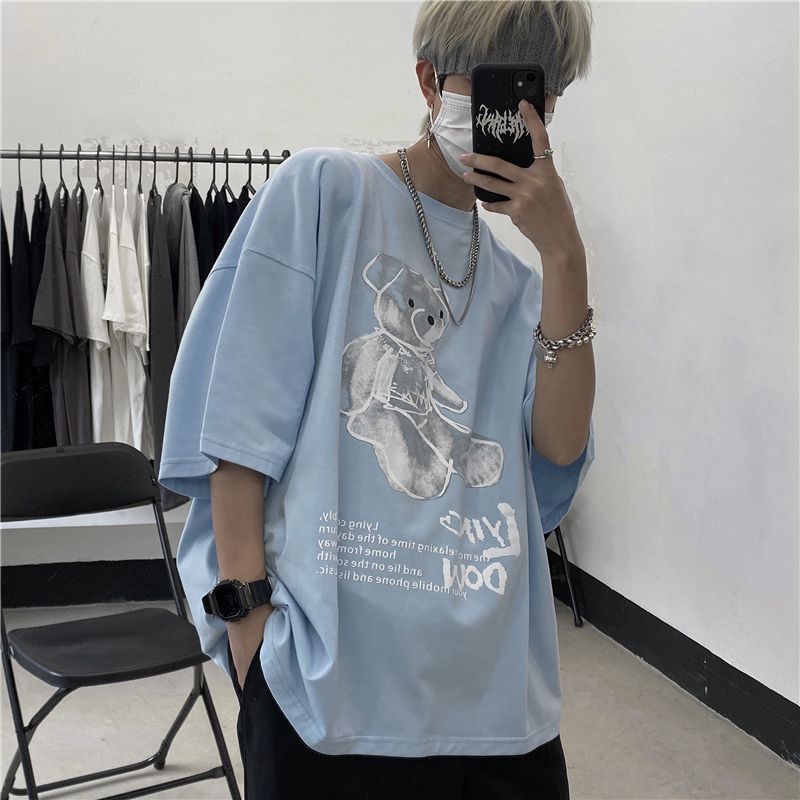 Porstina - Oversized T-shirt met berenprint en elleboogmouwen