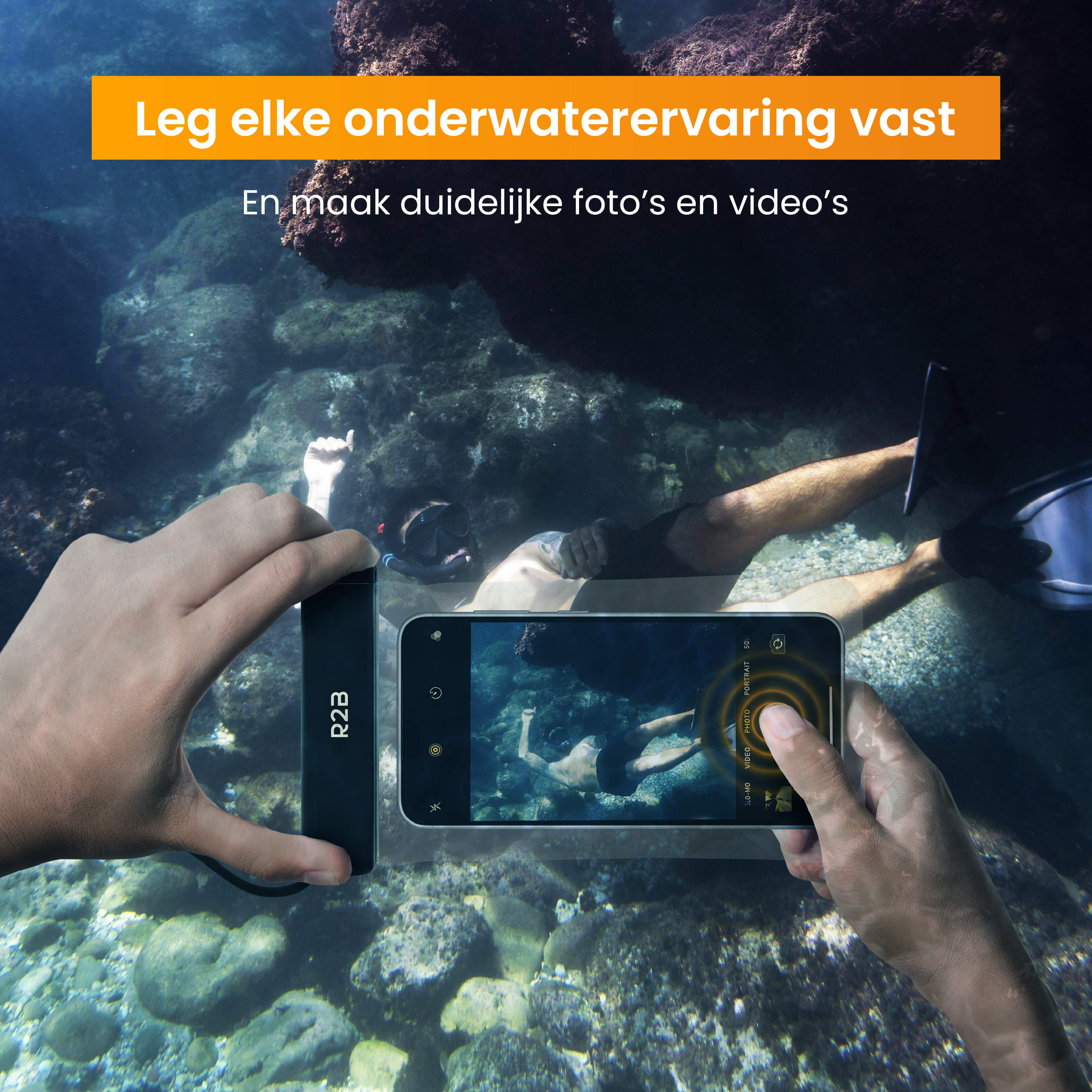 R2B waterdicht telefoonhoesje met koord - 2 stuks