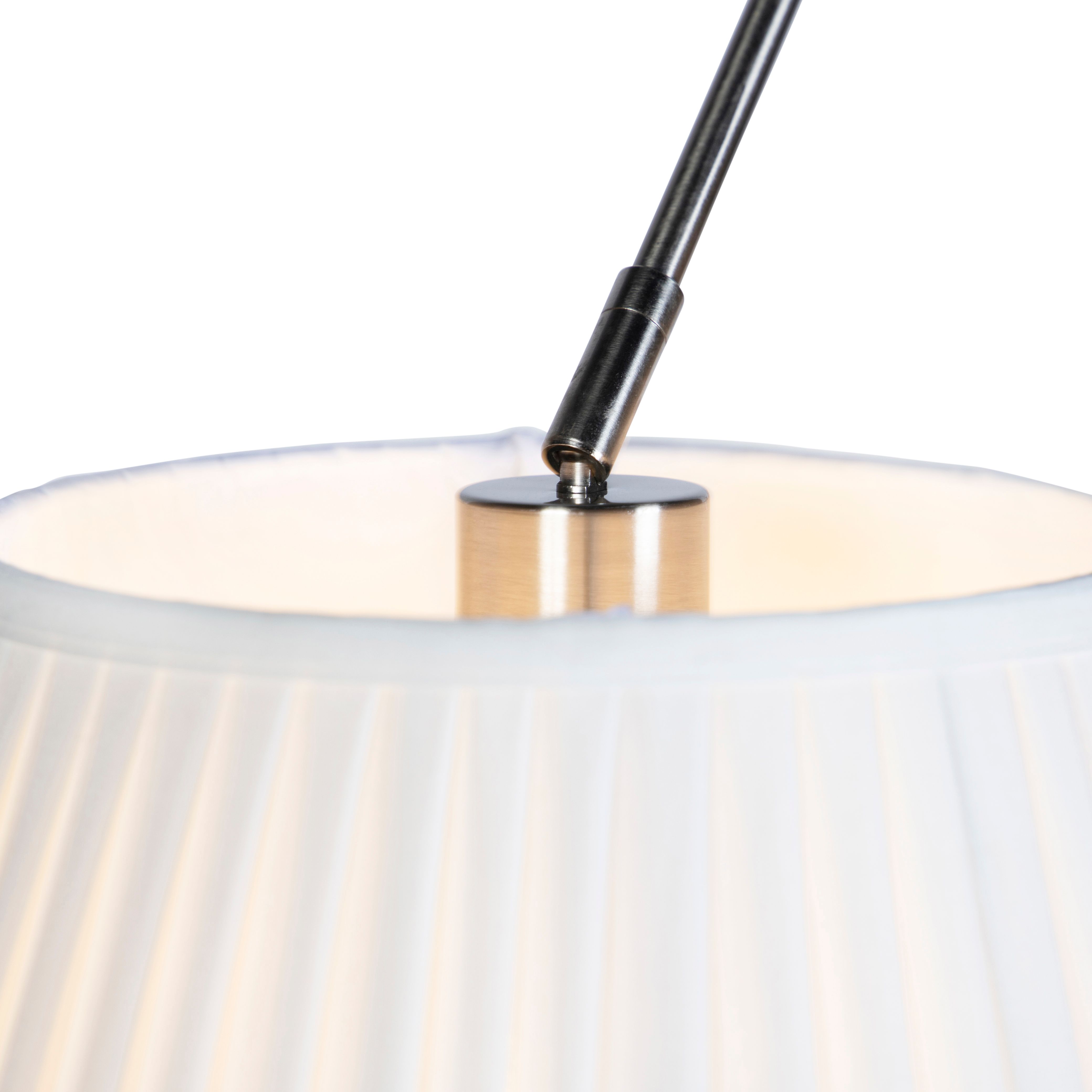Hanglamp staal met plisse kappen crème 35 cm 2-lichts - Blitz