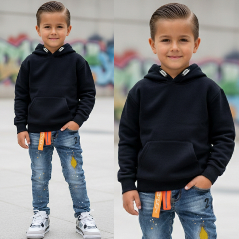 Basic boys hoody - zwart