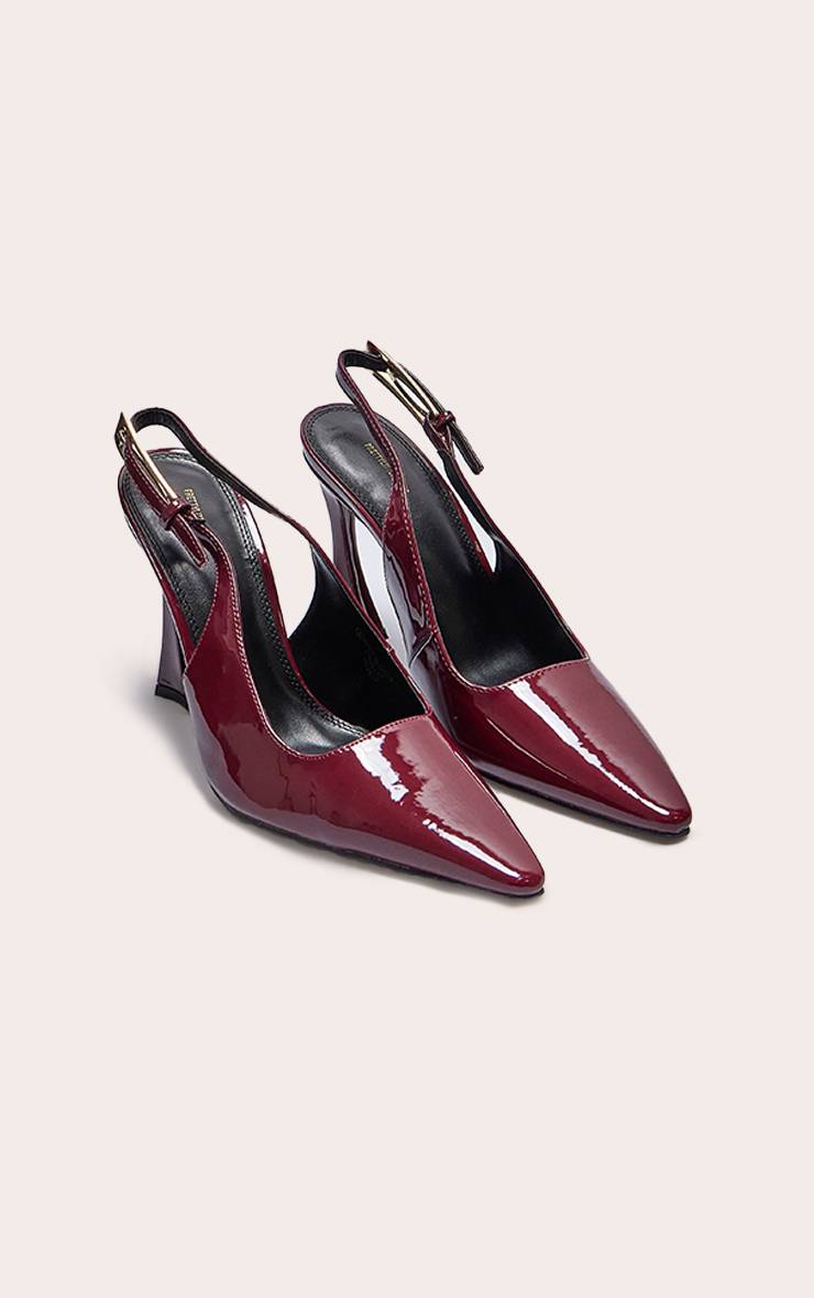 Rouge Bordeaux Escarpins Hauts En Synthétique Avec Boucle Dorée