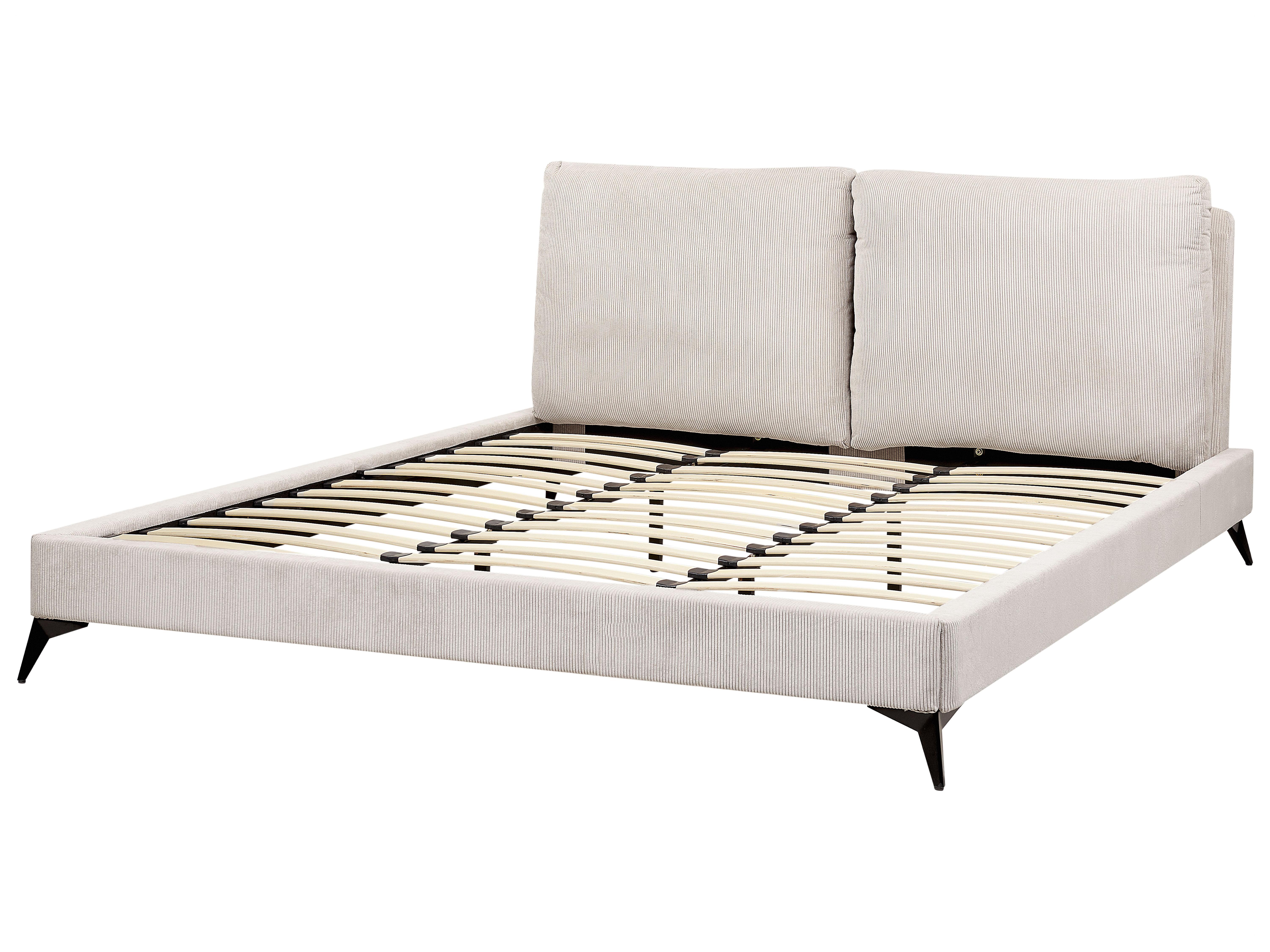Bed Corduroy MELLE 180 x 200 cm Lichtbeige