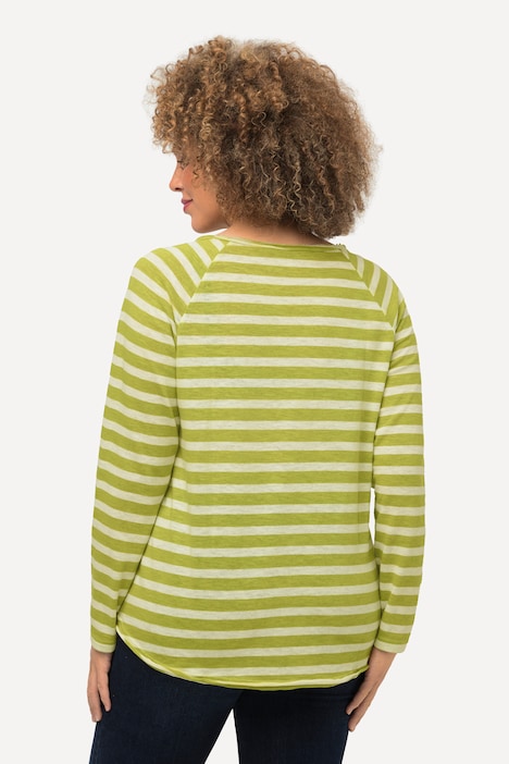 Shirt, Ringel, Classic, offenkantig, Rundhals, Langarm