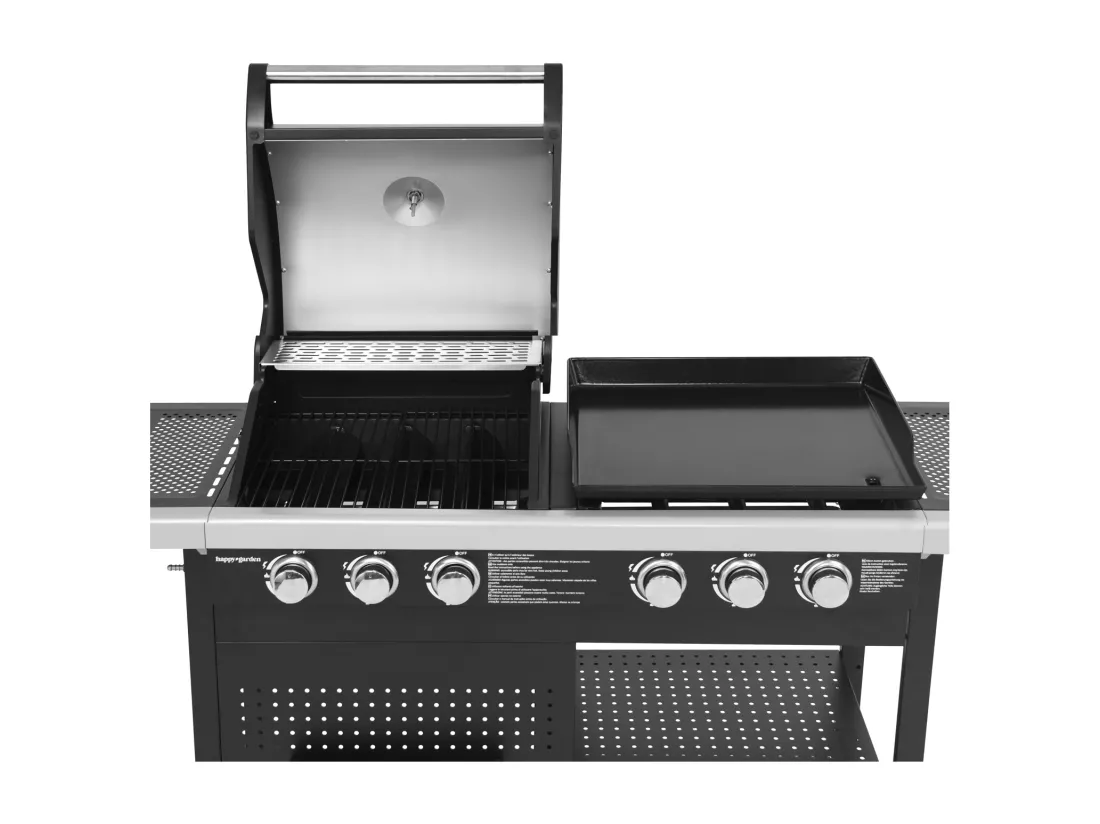 Barbecue duo au gaz VESUVIO - 3 brûleurs + plancha 3 brûleurs - HAPPY GARDEN