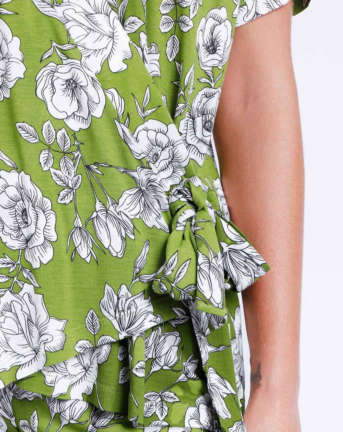 Admas Pyjama Palazzo Navy Flowers vert