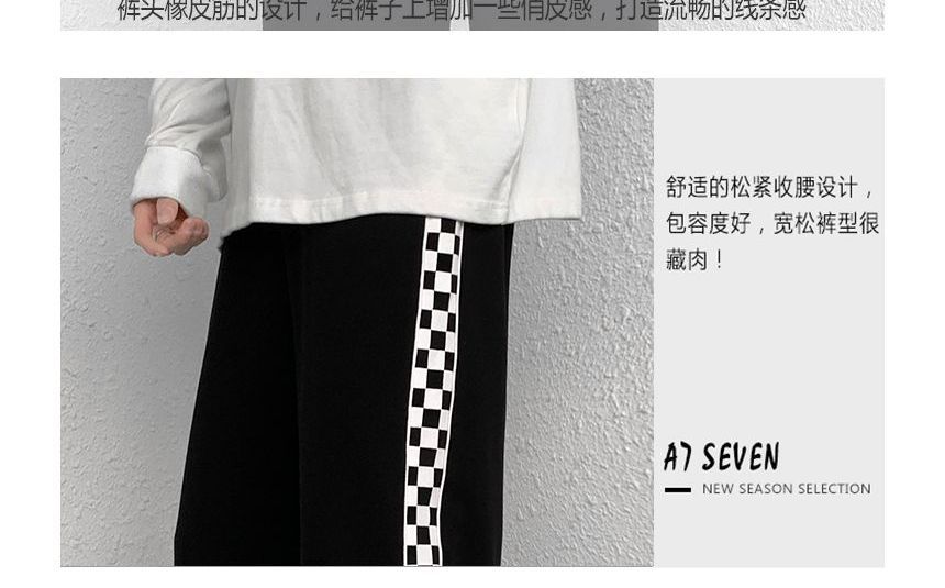 Maisee - Hoge taille checkerboard paneel losse pasvorm joggingbroek
