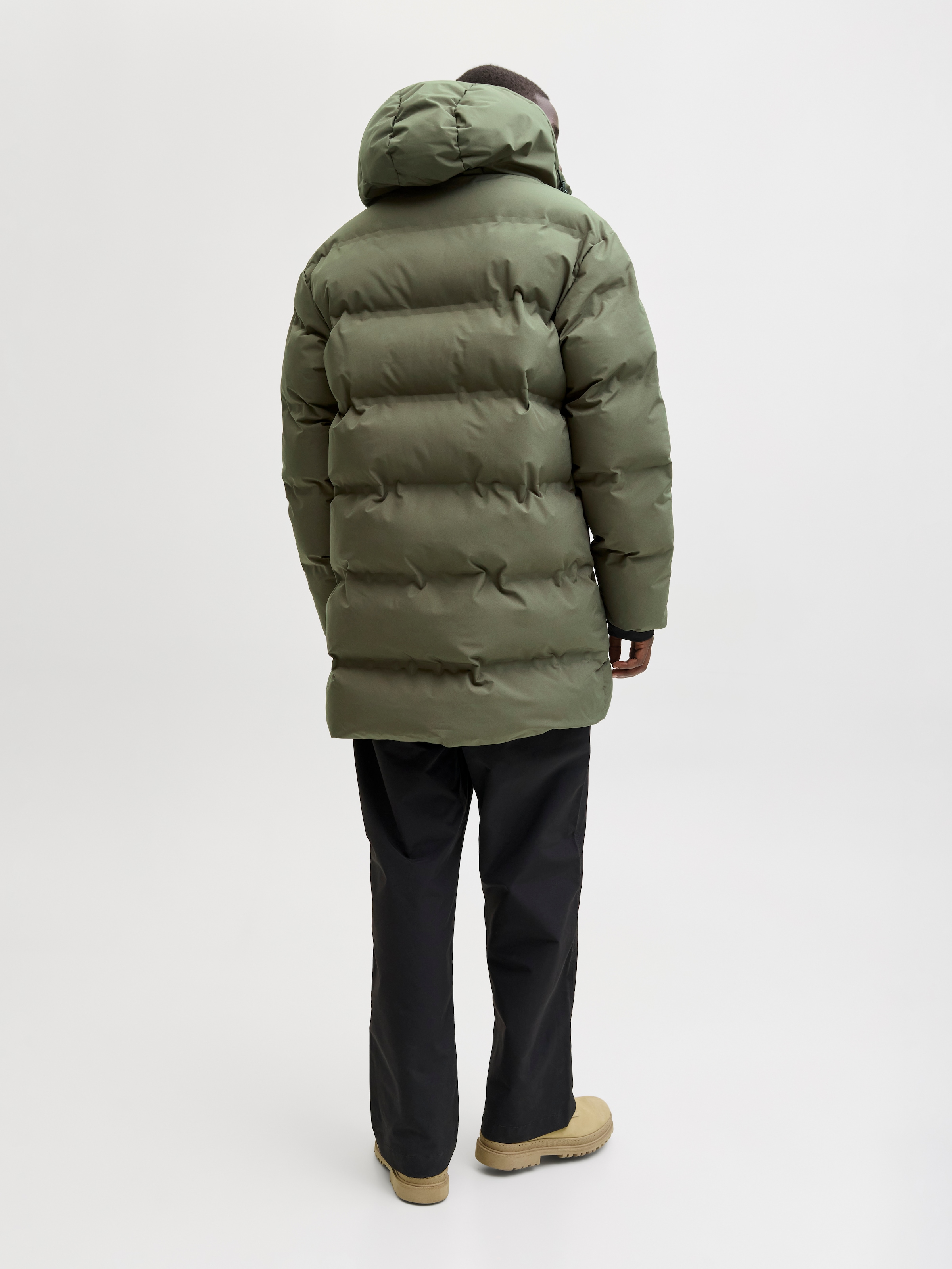 Jack & Jones Steppjacke »JCOFUSION LONG PUFFER JACKET« mit Kapuze in langer Form