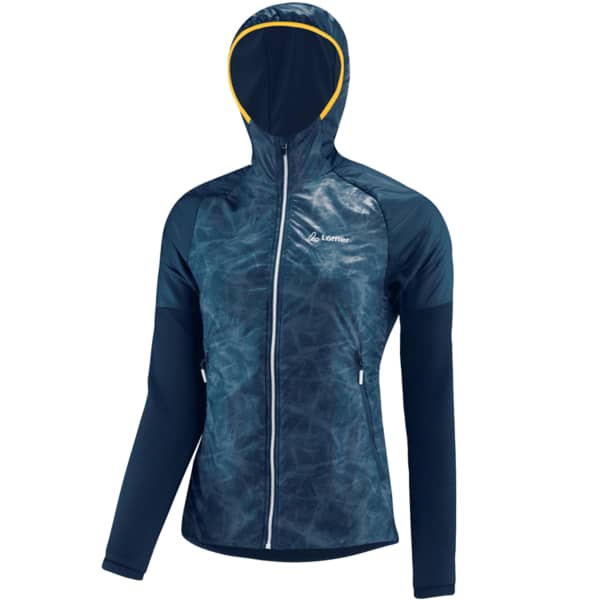 Veste ski de fond LÖFFLER W HOODED HYBRID JACKET DEEP WATER