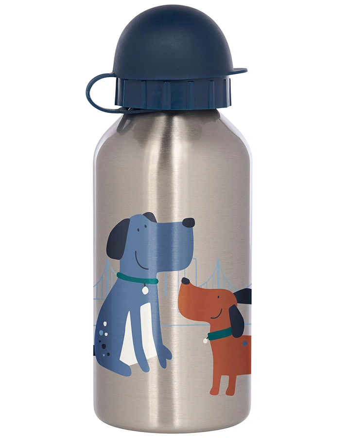 Edelstahl-Trinkflasche HUND 0,4l in metallic