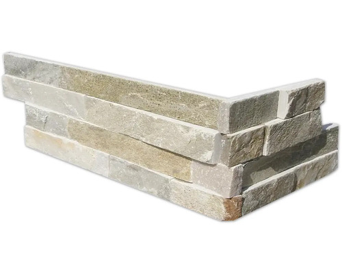 Kwartsiet gevelsteen hoek, beige-veelkleurig, 26 x 10 cm