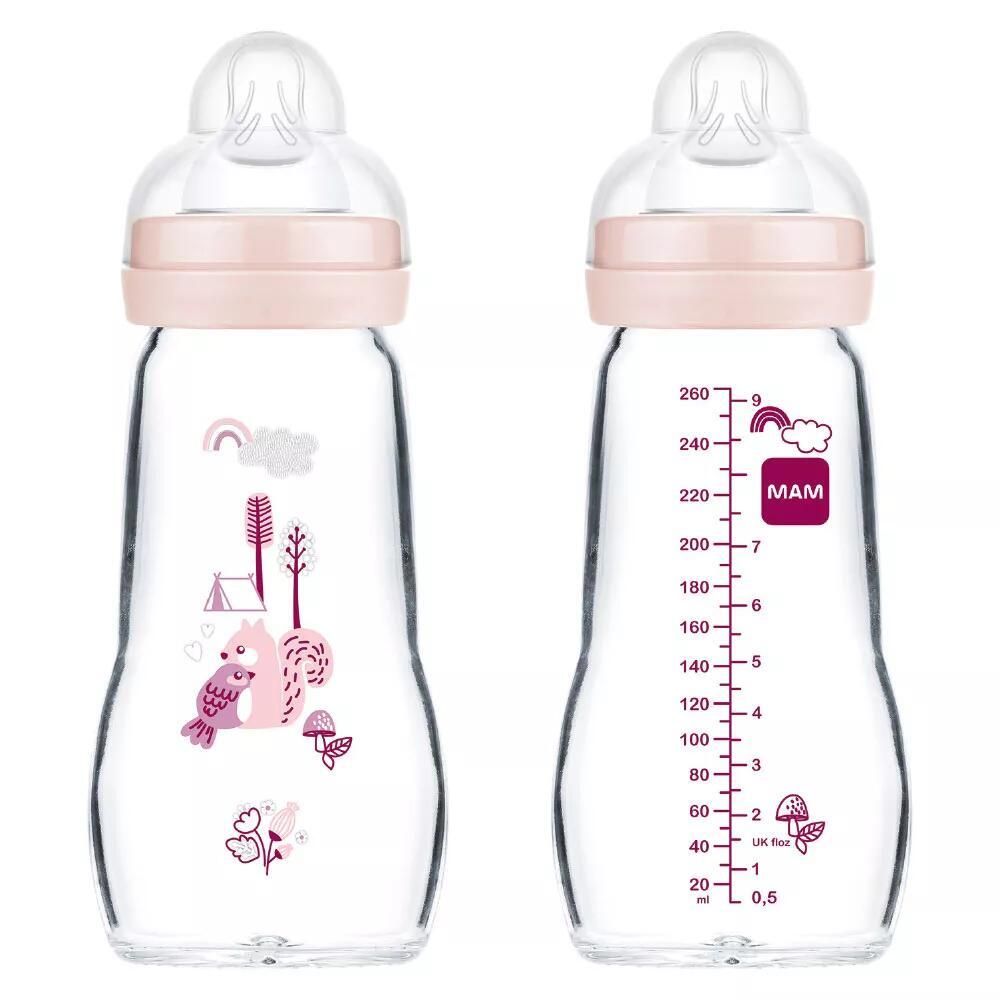 MAM Babyflasche aus Glas Feel Good matt, rosa, von Geburt an