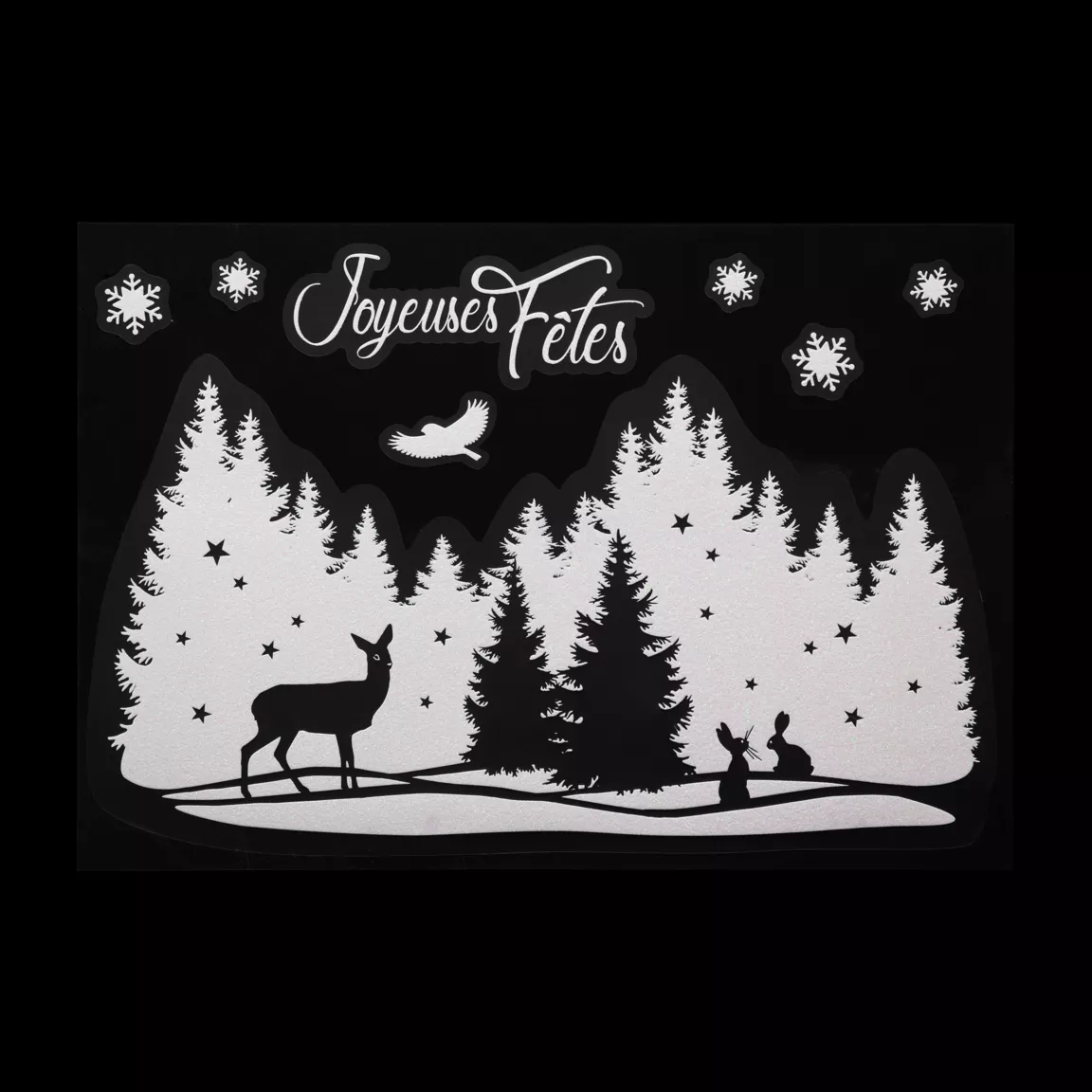 Sticker de Noël pour fenêtre Paysage pailleté