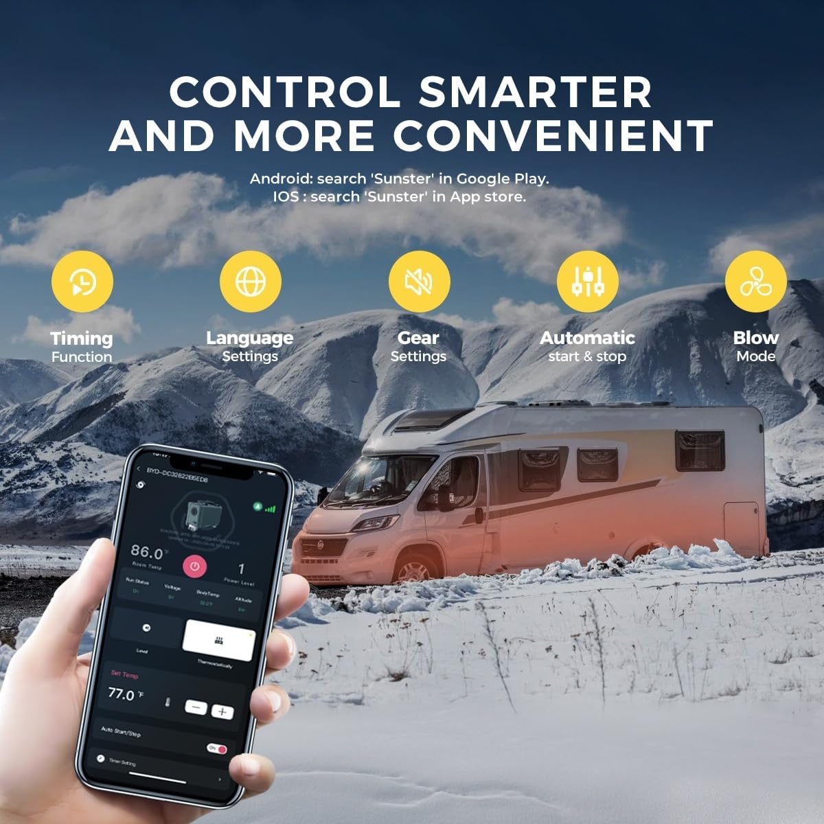 12/24V &110-240V Diesel Luftheizung, 8KW Diesel Standheizung mit 6L Tank, Bluetooth App, Automatischer Start&Stop, Lüftungsmodus, Dieselheizung für LKW, Transporter